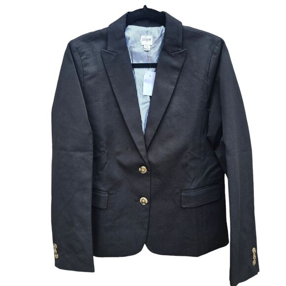 J. Crew Factory NWT Cotton-blend two-button blazer Black Women's size 2 - Picture 2 of 10